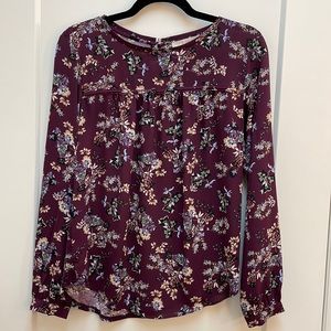 Loft purple floral blouse